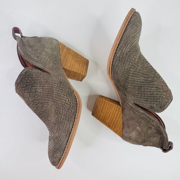 Jeffrey Campbell Croc Embossed Gray Suede Side Slit Ankle Boot‎ Size 7.5 - Picture 7 of 9